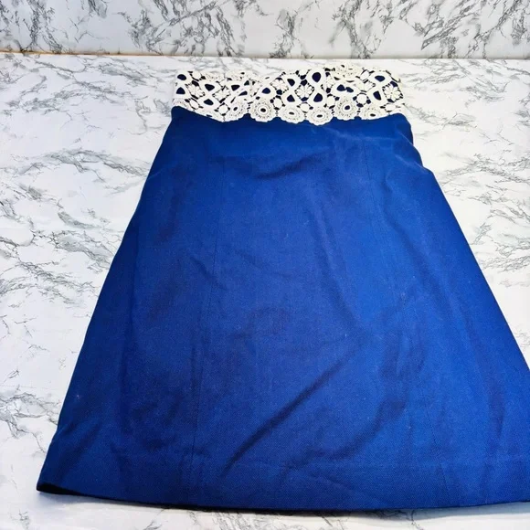 Lilly Pulitzer Bowen Navy Strapless Mini Dress with White Crochet Bust size 10 - Picture 8 of 15